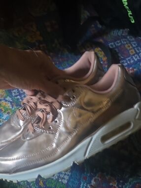 Women’s Metallic Rose Gold Lace-Up Sneakers